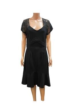 New Velvet Fleur Black V-Neck Knee Length Dress Size 10